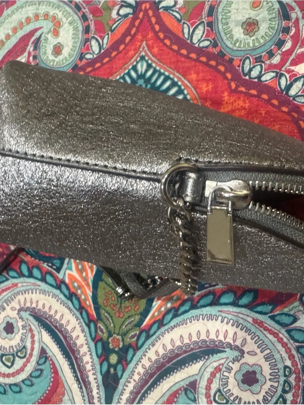 Michael Kors Gray Metallic Interior Crossbody